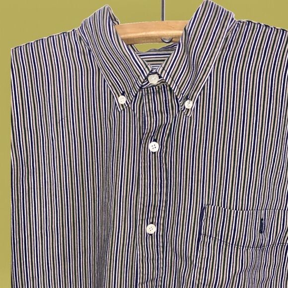 vintage 90s cherokee button up long sleeve shirt XL 100% cotton green purple - Picture 3 of 9